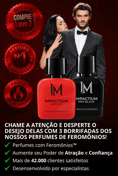 COMPRE 1 E LEVE 2 - Perfume Impactium Men Vip + Men Black - Perfumes de feromônios 50ml.